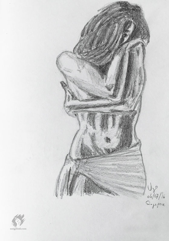 Self hug drawing
