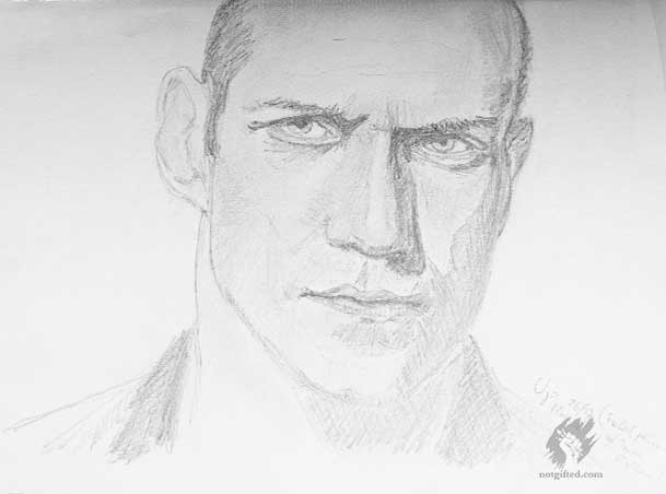 Man portrait like Statham - drawing
