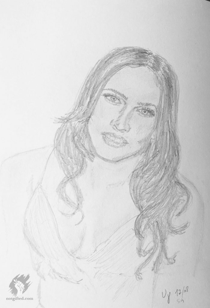 Woman big shoulders drawing
