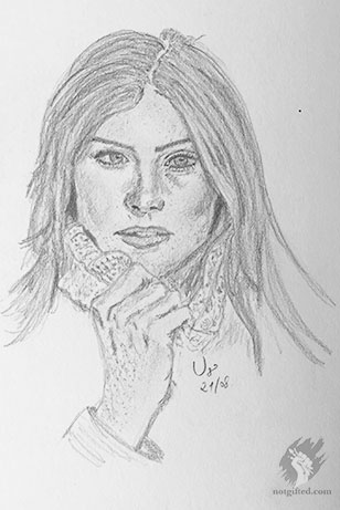 Woman with scarf drawing