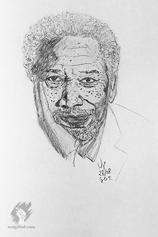 Morgan Freeman drawing - tell me more