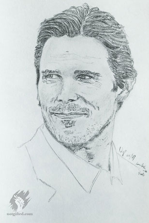 Christian Bale drawing