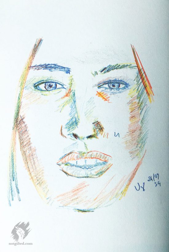 Face mess with colored pencil