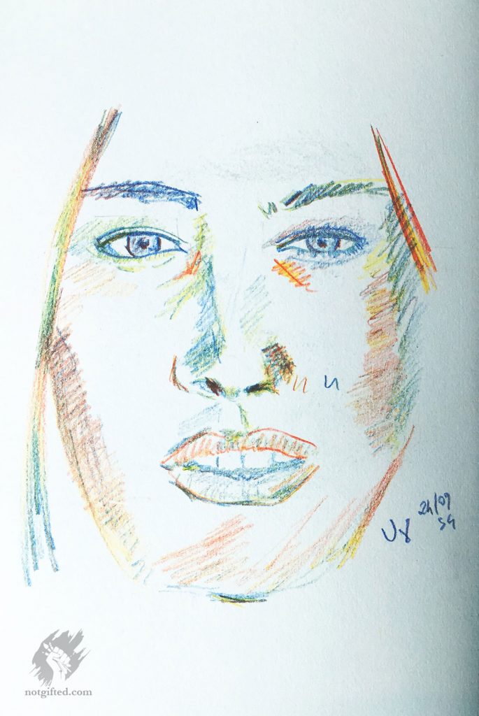 Face mess with colored pencil