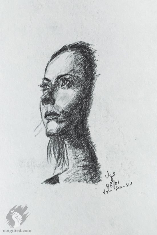 Dark profile drawing