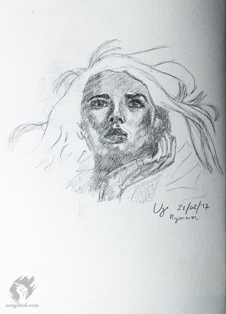 Model portrait drawing