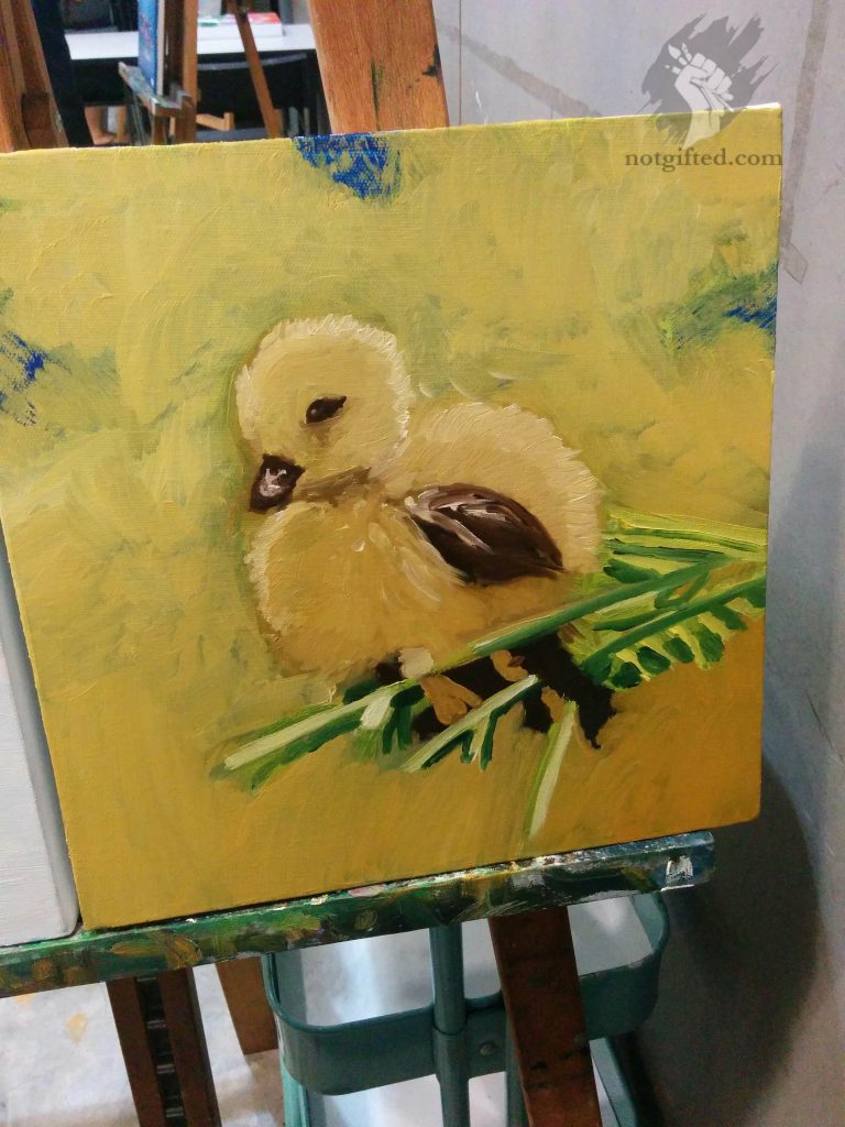 My 2nd painting - chick/duckling - the second layer
