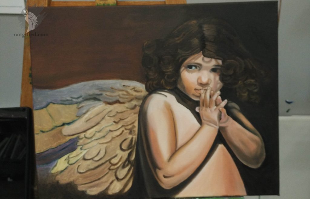 Angel painting - increasing contrast