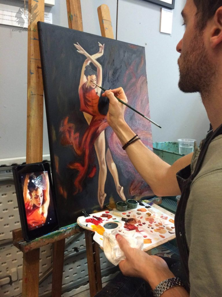Dancer painting - me finishing last touches